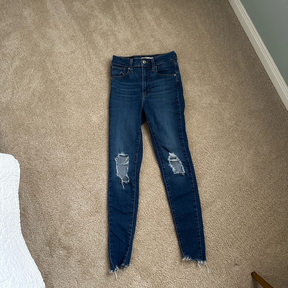 Levi's Mile High Super Skinny Distressed Dark Blue Jeans